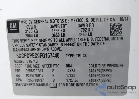 2015 Chevrolet Silverado 1500 Ls from USA, damaged, VIN 3GCPCPEC9FG167446